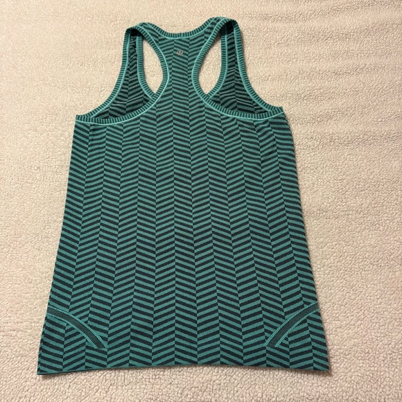 Lululemon Run Swiftly Tech Racerback Tank Top Teal Heathered Blue Tropic Chevron - Picture 12 of 15
